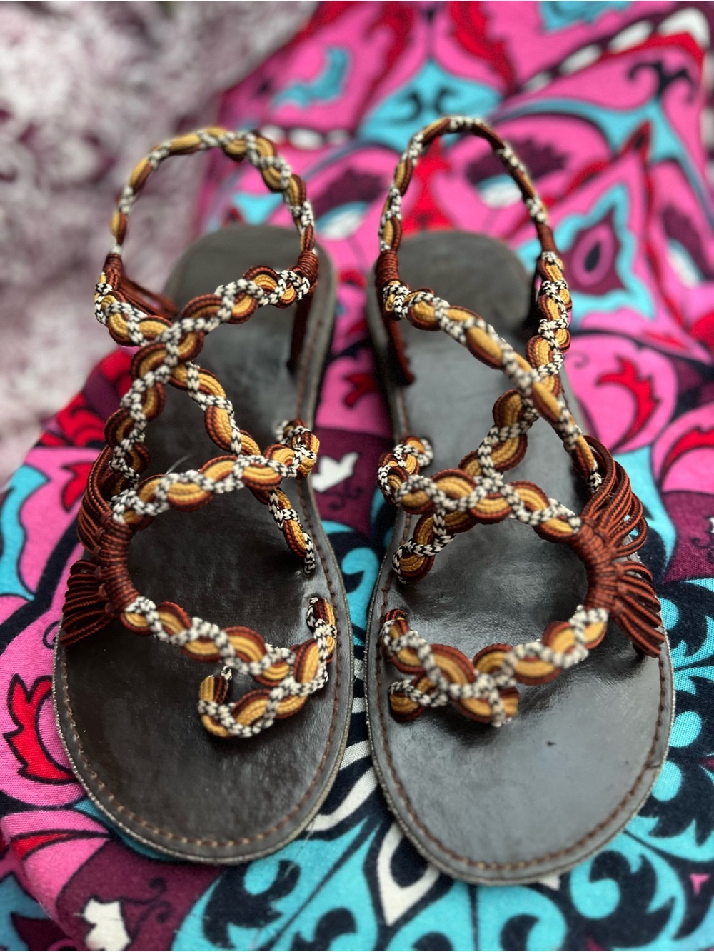 Women’s Brown Braided Strap Sandals